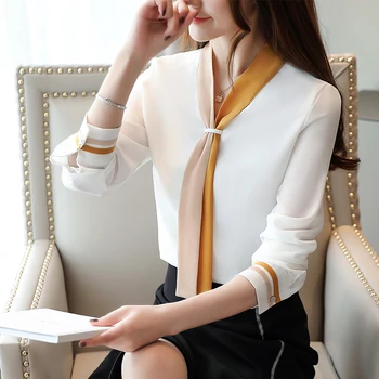 Femei Topuri si Bluza Vintage Elegant Cravată de Îmbrăcăminte de Primăvară Solide în Vrac Maneca Lunga Blusas Mujer De Moda 2021 Topuri Șifon 7188 50
