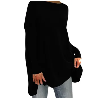 Femei Topuri Și Bluze de Bază Solide Liber Casual Pulover cu Maneci Lungi Negru Plus Dimensiune 5xl de Mari Dimensiuni Pierde Bluza oversize