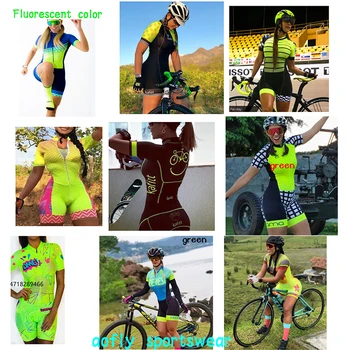 Femei Triatlon de Echitatie-O Bucată Jersey Costum de Curse Sport Fluorescente Tesatura Lycra Cilismo Haine Cu Transport Gratuit