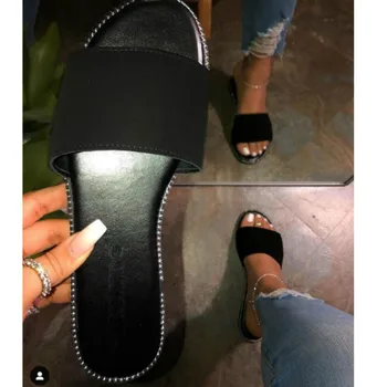 Femei Vara Papuci De Casă Peep Toe Solid Plat Doamnelor Diapozitive Pantofi De Plaja Zapatos Mujer Confortabil De Moda De Sex Feminin Tobogane De Încălțăminte