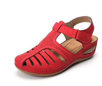Femei Vara Sandale Vintage Din Piele Catarama Casual De Cusut Femei Pantofi Pentru Femeie Doamnelor Platformă Retro Sandalias Plus 35-44