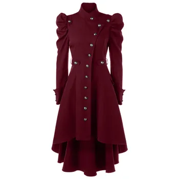 Femei Vintage Trench Jacket Steampunk Timp de Stand-up Guler Swing Windbreaker Smoching Gotic Pieptul Singur Palton пальто A40