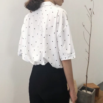 Femei Șifon Bluza Cu Maneci Scurte Offfice Doamna De Vară 2020 Noua Moda Casual, Camasi Largi De Sex Feminin Cu Buline Bluza Topuri