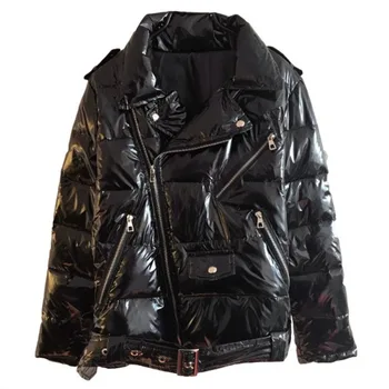 Femeia haine de iarnă 2020 hip hop de iarnă pentru femei jachete Calde negru Lucios îmbrăcăminte exterioară lacuit pufoaice de sex Feminin MY121