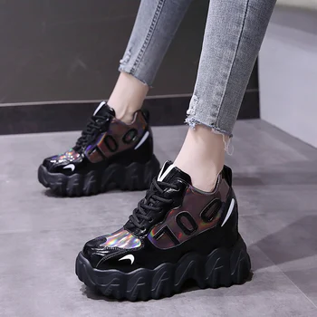 Femeie de moda de Înaltă Platforma Adidasi 2020 Primăvară Pantofi de sex Feminin, Neagră, Adidași de culoare Albă Respirabil Zapatos Casual Mujer dimensiune 35-39