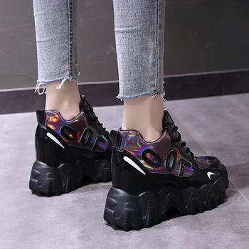 Femeie de moda de Înaltă Platforma Adidasi 2020 Primăvară Pantofi de sex Feminin, Neagră, Adidași de culoare Albă Respirabil Zapatos Casual Mujer dimensiune 35-39