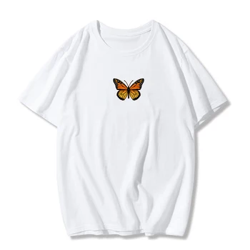 Femeie Tricouri Vintage Fluture de Imprimare Harajuku T-shirt Gotic Alb Dimensiuni Mari Maneca Scurta Femei T-Shirt Japonia Top Casual Tee