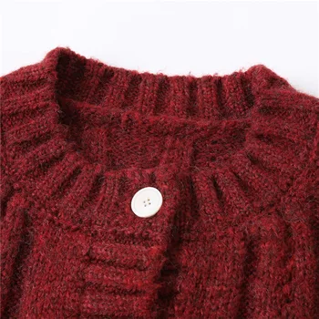 Femeii pulover cardigan butonul 2020 moda vrac casual retro lână de culoare solidă cardigan pulover gât rotund maneca lunga