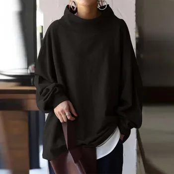 Femeile 2021 Toamna De Moda Japoneză Hanorace Jachete Solidă Maneca Lunga Streetwear Supradimensionate Doamnelor Pulover Guler