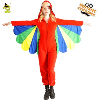 Femeile adulte Costum Papagal Rochie Fantezie Carnaval Mascota Roșie Animal Papagal Rochie Haine Cosplay Purim Costume pentru Femei