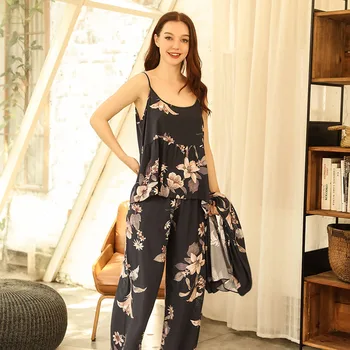 Femeile Confort Moale Liber Raionul Pijama Set Elegant Florale Imprimate 2020 Primăvara Și Toamna Noi Doamnelor Homewear Licitație Casual Uzura