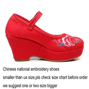 Femeile Din China, Pompe De Flori Păun Brodate Tesatura De Bumbac De Înaltă Tocuri Curea Glezna Doamnelor Confort Broderie Pompa De Pantofi De Femeie