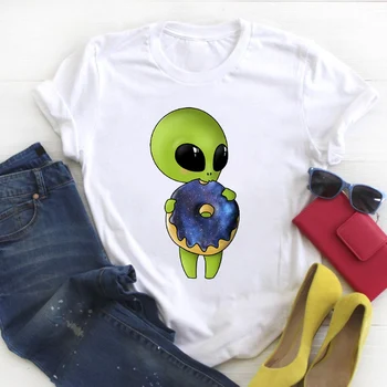 Femeile Extraterestre Pace Spațiu de Moda Desene Imprimate Doamnelor Vara T Tee Femei Top, Tricou Haine Tricou Femei Graphic T-shirt