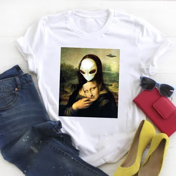 Femeile Extraterestre Pace Spațiu de Moda Desene Imprimate Doamnelor Vara T Tee Femei Top, Tricou Haine Tricou Femei Graphic T-shirt