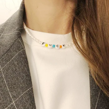 Femeile farmec deosebit numele colier nou design cu margele cravată cadou de ziua de nastere pentru prieteni manual boem pearl Accesorii