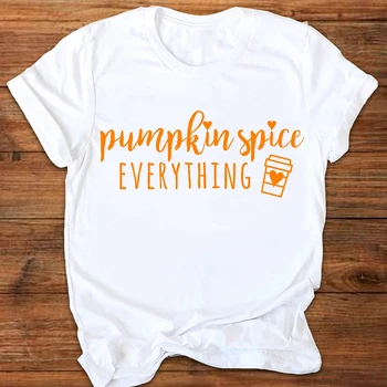Femeile Grafic Cafea Spice Sezonul Fericit Dovleac De Toamna Toamna De Halloween Imprimare Haine Doamna Teuri Topuri Femei T Shirt Pentru Femei T-Shirt