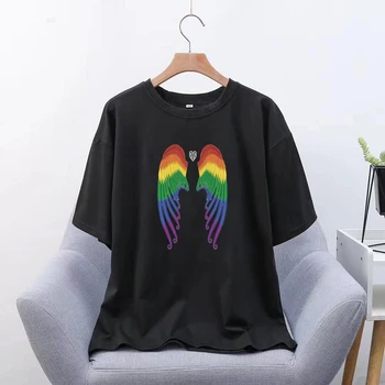 Femeile Lgbt Pride Aripi Barbati Tricou Unisex Gotic Camiseta Estetice Hip Hop Tricou Streetwear Harajuku Supradimensionat Tricou
