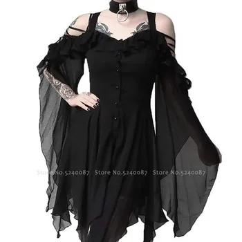 Femeile Medievale Retro Regina Printesa Sling Rochie De Seara Stil Britanic Gotic Petrecere De Carnaval Vampir, Vrăjitoare Infricosator Costum Cosplay