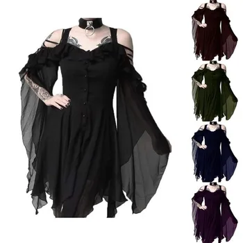 Femeile Medievale Retro Regina Printesa Sling Rochie De Seara Stil Britanic Gotic Petrecere De Carnaval Vampir, Vrăjitoare Infricosator Costum Cosplay