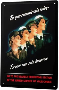 Femeile-Militari Poster De Recrutare Amuzant Semn De Tinichea Art Decor De Perete Vintage Aluminiu Retro De Metal De Staniu Semn Pictura Decorativa Semne
