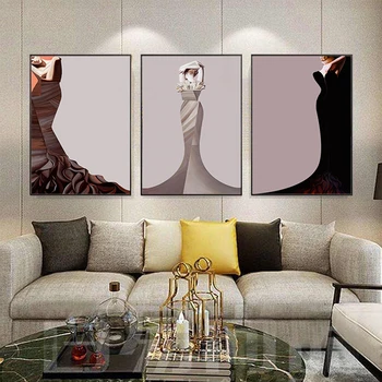 Femeile Moderne De Perete De Arta Abstractă Rochie Eleganta Doamna Panza Pictura Clasică Poster De Imprimare Frumusețea Perete Imagini De Moda, Decor Acasă