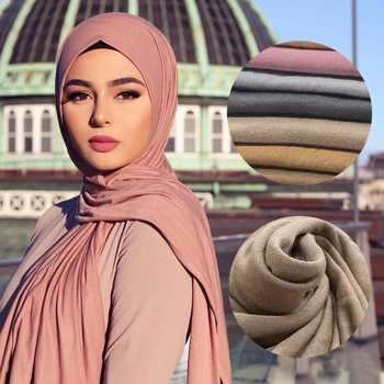 Femeile musulmane Fete Hijab Fularul Islamic Șaluri Împachetări Jersey Tesatura Solid Șaluri Simplu Stil de 60*170cm en-Gros