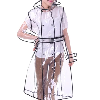 Femeile Pelerina de ploaie Transparentă cu Centură Impermeabil Jacheta Clar Ploaie cu Glugă Haina poncho produse de uz casnic