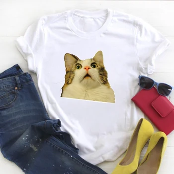 Femeile Pisică animale de Companie Animale de Desene animate Drăguț Imprimare Îmbrăcăminte Doamnelor Vara T Tee Femei Top, Tricou Haine Tricou Femei Graphic T-shirt