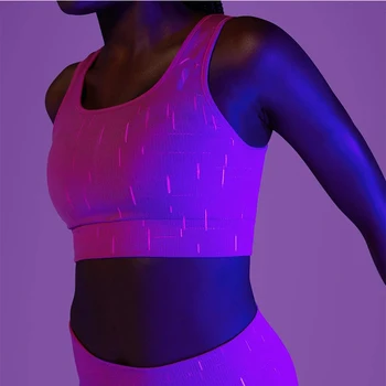 Femeile Sportwear rece Fluorescent fabic Culoare Yoga Set 2 Piese Topuri & Jambiere de Fitness Costum de Sport Pentru Femei sală de Gimnastică Antrenament Set
