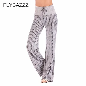 Femeile Stripe Print Yoga Pantaloni Largi Picior Pantaloni Plini De Talie Mare De Funcționare Antrenament Pantaloni Evazate Slim Pantaloni De Yoga Pentru Plus Dimensiune