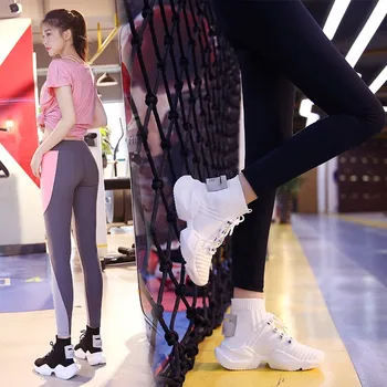 Femeile Vulcanizat Adidași Mare Platforma De Top Șosete Cizme Tata Pantofi De Designer De Sex Feminin Talpă Groasă Ochiurilor De Plasă Respirabil Negru Pantofi Femei