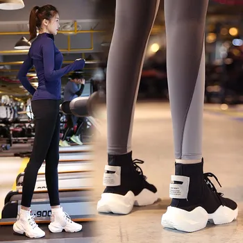 Femeile Vulcanizat Adidași Mare Platforma De Top Șosete Cizme Tata Pantofi De Designer De Sex Feminin Talpă Groasă Ochiurilor De Plasă Respirabil Negru Pantofi Femei
