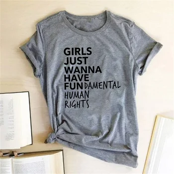 Feministe Feminismul Tricou Fete Doar Să Am Drepturile Fundamentale Ale Omului Scrisoare Print T Camasa Femei Cu Maneci Scurte Topuri De Vara Tee