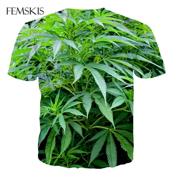 FEMSKIS Vara Noua Moda T-shirt pentru Femei Și Bărbați cu mânecă Scurtă T-Shirt de Imprimare 3D Frunze de Plante de Cânepă Frunze Amuzant Pulover