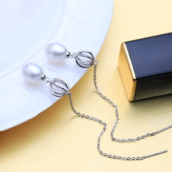 FENASY cușcă de Bijuterii din Perle naturale, perle cercei stud cercei vintage argint 925 cercei ciucure pentru femei