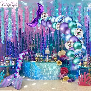 FENGRISE 44pcs/set Balon Little Mermaid Petrecere cu Tema Sirena Decor Sirena de Ziua Decor Pentru Copii, Serviciu de Naștere Petrecere de Nunta