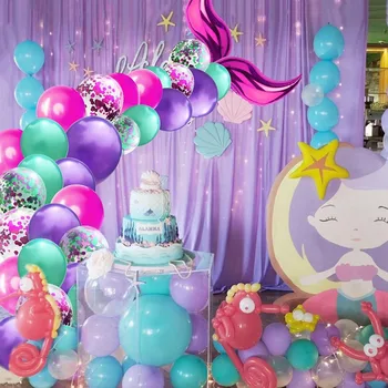 FENGRISE 44pcs/set Balon Little Mermaid Petrecere cu Tema Sirena Decor Sirena de Ziua Decor Pentru Copii, Serviciu de Naștere Petrecere de Nunta