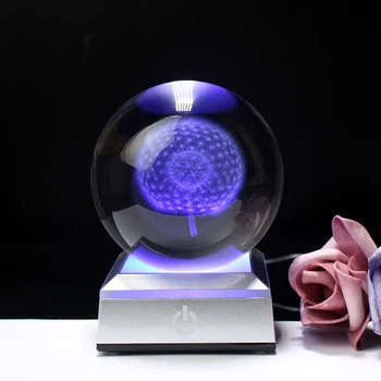 Fengshui 3D cu Laser Gravat Cristal de Papadie Mingea Meditație de Vindecare Globală Acasă Decorare de Sticlă Ambarcațiuni Sfera Cadouri de Craciun