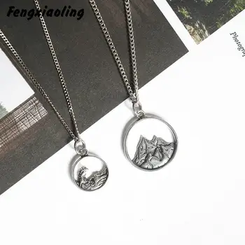 Fengxiaoling Stil Retro Cuplu Colier Argint 925 Mare/munte Pandantiv Coliere Pentru Femei Lung Colier Bijuterii