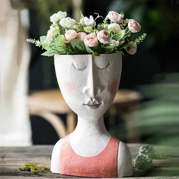 Fericirea Familiei Statuie Ghiveci Gradina Portret Sculptura Ornament Desktop Decor Rășină Aranjament De Flori Container