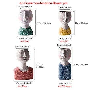 Fericirea Familiei Statuie Ghiveci Gradina Portret Sculptura Ornament Desktop Decor Rășină Aranjament De Flori Container