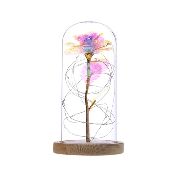 Fermecat pentru Totdeauna Floare Trandafir Din Sticla LED Lumina de Ziua Îndrăgostiților Xmas Decor Mai bun cadou decorativ elegant set cadou pentru casa