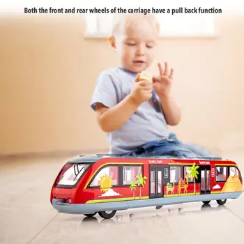 Feroviar de mare viteză Mașină de Jucărie de Desene animate în condiții de Siguranță Tren de Metrou Model Cu Lumina Si Sunet Aliaj de Simulare Tren Jucărie Pentru Copii