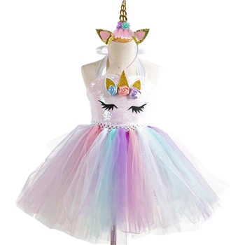 Fete Costum De Unicorn Rainbow Princess Tutu Cosplay Unicorn Rochie De Partid Ziua De Nastere