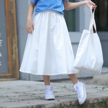 Fete de moda Fuste de vara din Bumbac Adolescente Haine de Școală Umbrelă Albă Fuste de Mare Fata de coreea de Înaltă Calitate de Student Haine