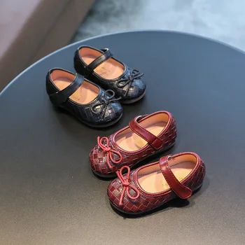 Fete de moda Pantofi Copii din Piele Pantofi de Primavara Toamna Printesa Dulce pentru Copii Mary Janes Fundita in Carouri Rochie Moale Pantofi