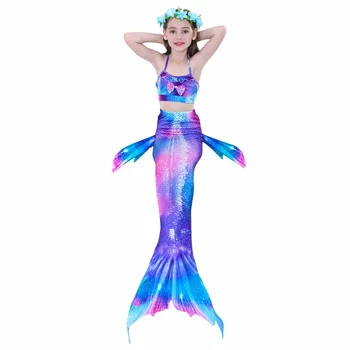 Fete De Vară Înot Coada De Sirena Cosplay Costum De Sirenă Costum De Baie Copii Mă Înec Copii Baby Girl Bikini Set Costum De Baie