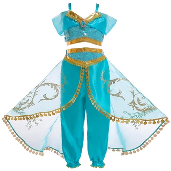Fete Jasmine Dress Up Pentru Copii De Halloween Craciun Printesa Aladdin Jasmine Costum Pentru Copii Belly Dance Rochie Indian Disfraces