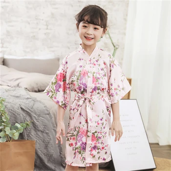 Fete Kimono-Uri Japoneze Yukata Stil Tradițional De Mătase Florale Pijamale, Halat De Baie Copii Vară Din Asia De Agrement Pijamale Cămașă De Noapte