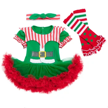 Fete Pentru Sugari Romper Rochie Festival De Crăciun Set Costum Cu Maneci Scurte Din Bumbac Romper+Sosete Costume